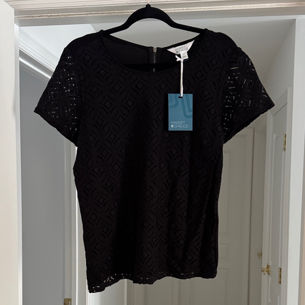 Market & Spruce Black Lace Blouse